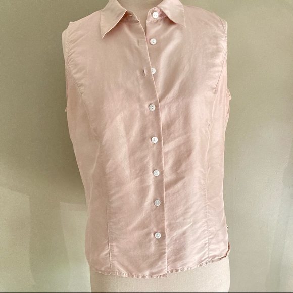 VTG 💯Silk Sleeveless Button Down Top sz L - Picture 7 of 7